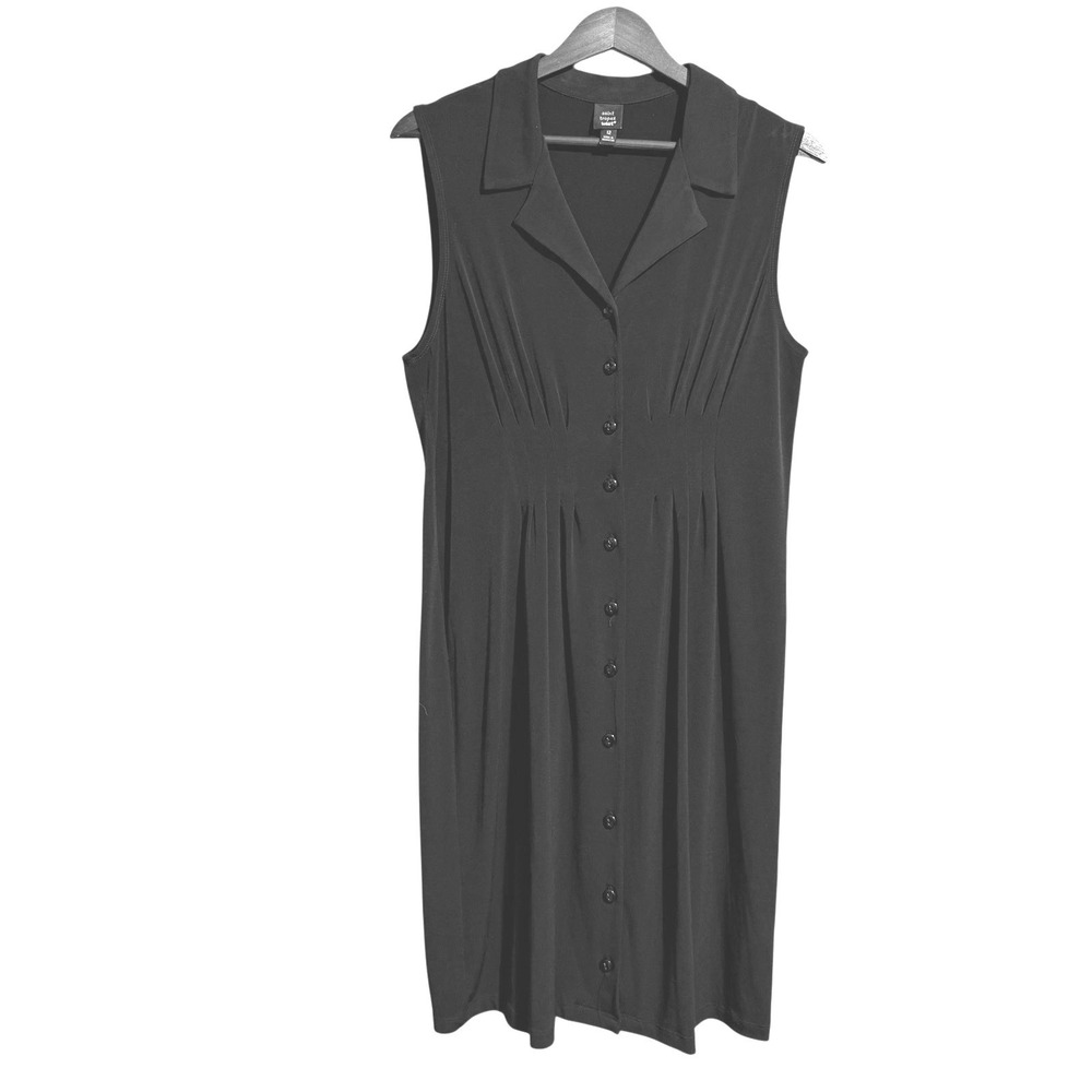 Saint Tropez West Black Sleeveless pleated collared button front dress - Size 12